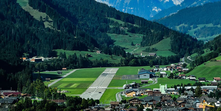 aeródromo, montaña, pista, aviación, aeropuerto, Saanen, Gstaad, Oberland bernés, Berna, Suiza