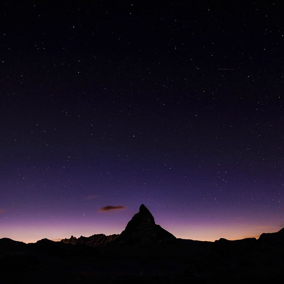 Suiza, Matterhorn, puesta de sol, cielo, noche, estrella - espacio, astronomía, pintorescos - naturaleza, espacio, belleza en la naturaleza