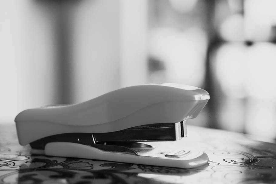 stapler, office, Stapler, Office, indoors, day, close-up, focus on foreground, table, selective focus, technology