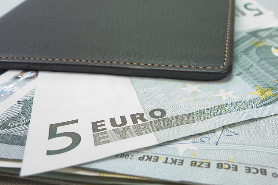 5ユーロ紙幣, ユーロ紙幣, お金, 財布, 紙幣, ユーロ, 革, 男性の財布, 男の財布, 革製品
