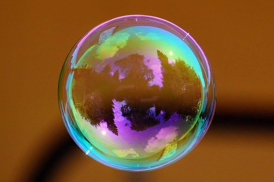 close-up photography, iridescent, bubble, soap bubble, colorful, ball, soapy water, make soap bubbles, float, mirroring