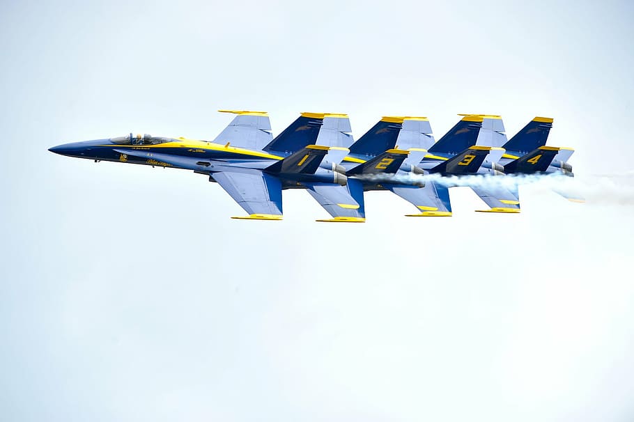 azul, ilustración de caza a reacción, ángeles azules, avión, vuelo, escuadrón de demostración, marina, estados unidos, rendimiento, acrobacias aéreas
