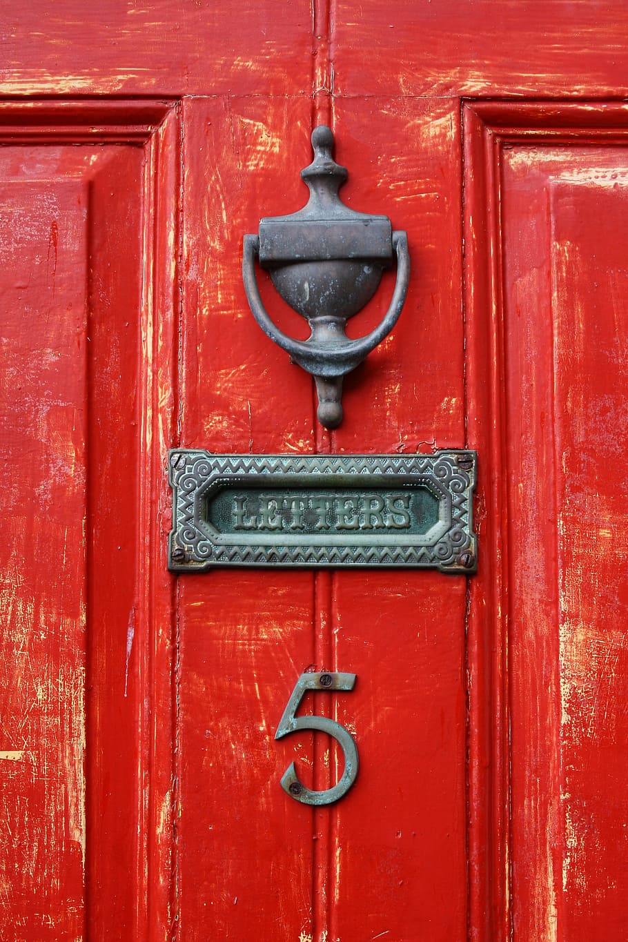 puerta principal, aldaba, buzón, yorkshire, rojo, billetera, vintage, metal, entrada, puerta