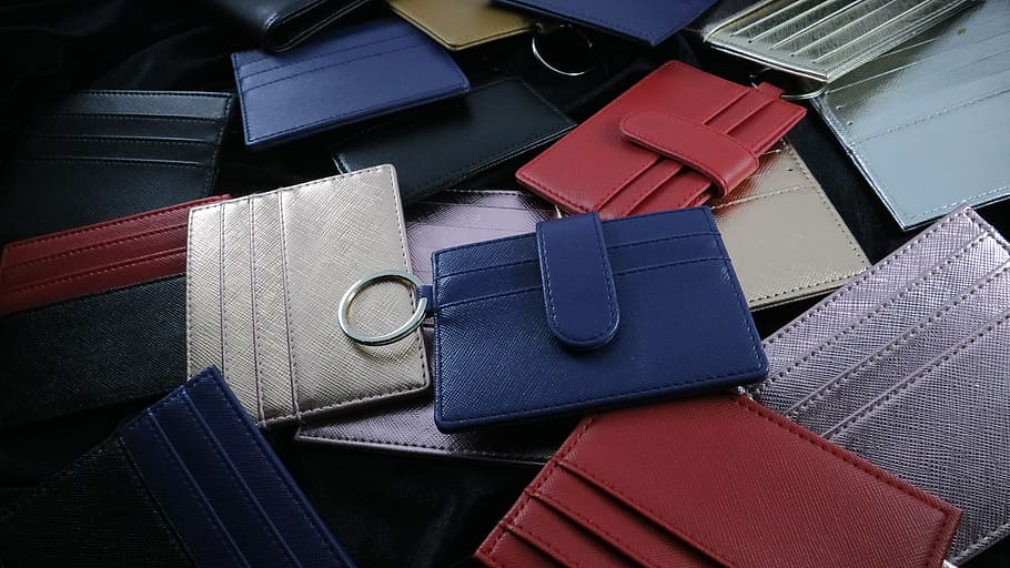 cardholder, card holder, wallet, still life, red, bag, high angle view, blue, fashion, luggage