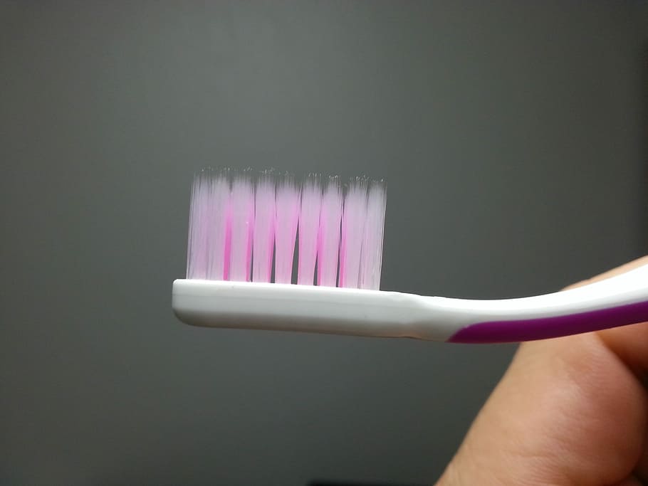 person, holding, pink, white, Toothbrush, Toothpaste, Clean, Mouth, human body part, human hand