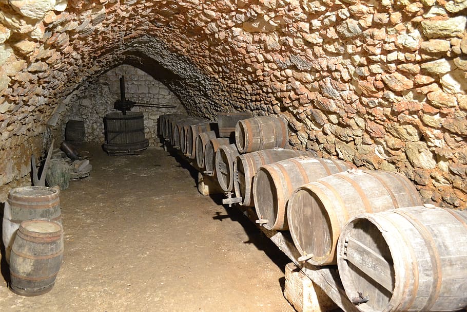 Cave, Barrel, Wine Press, Press, Wine, France, wine, castle, wine cellar, cellar, arch