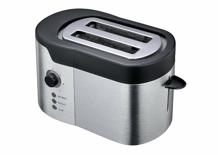 stainless, steel, black, 2-slice, 2- slice bread toaster, bread, home appliances, small appliances, toaster, appliance