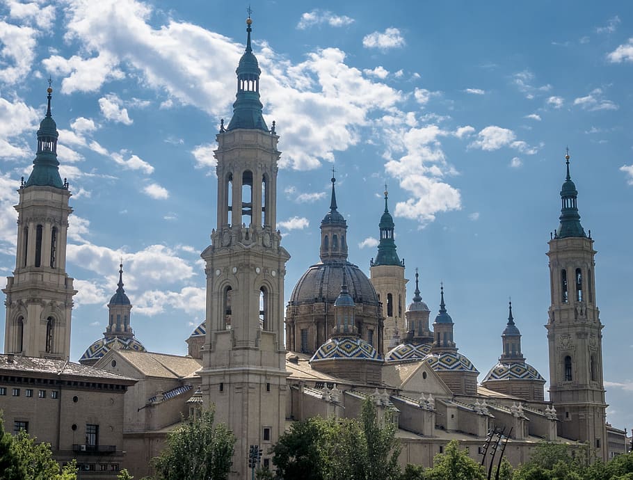 blue mosque, Aragon, Abutment, Saragossa, Basilica, church, gantry, architecture, cathedral, famous Place