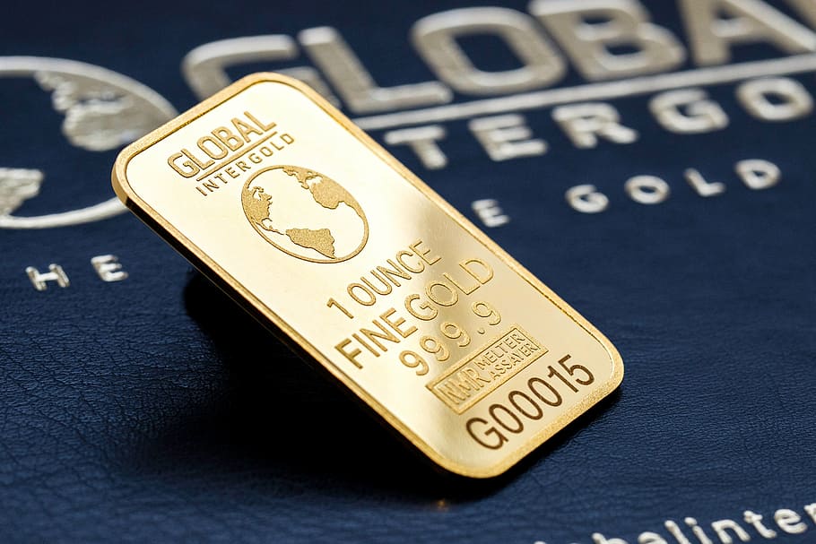 rectangular, oro, global, intergold 1 onza, fino, azul, superficie, el oro es dinero, negocios, dinero