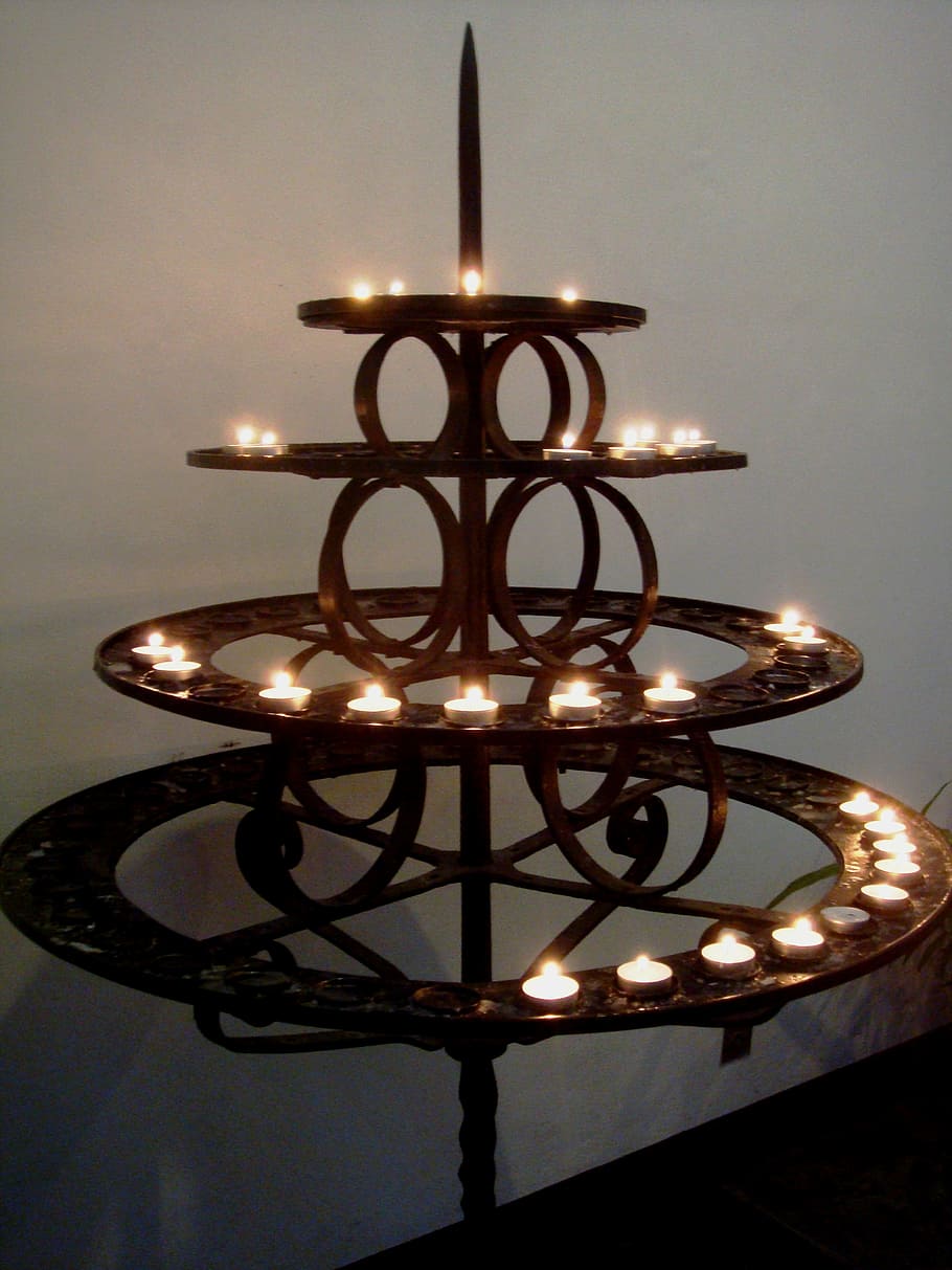 candles, church, slightly, faith, germany, standard, circle, point, old, illuminated