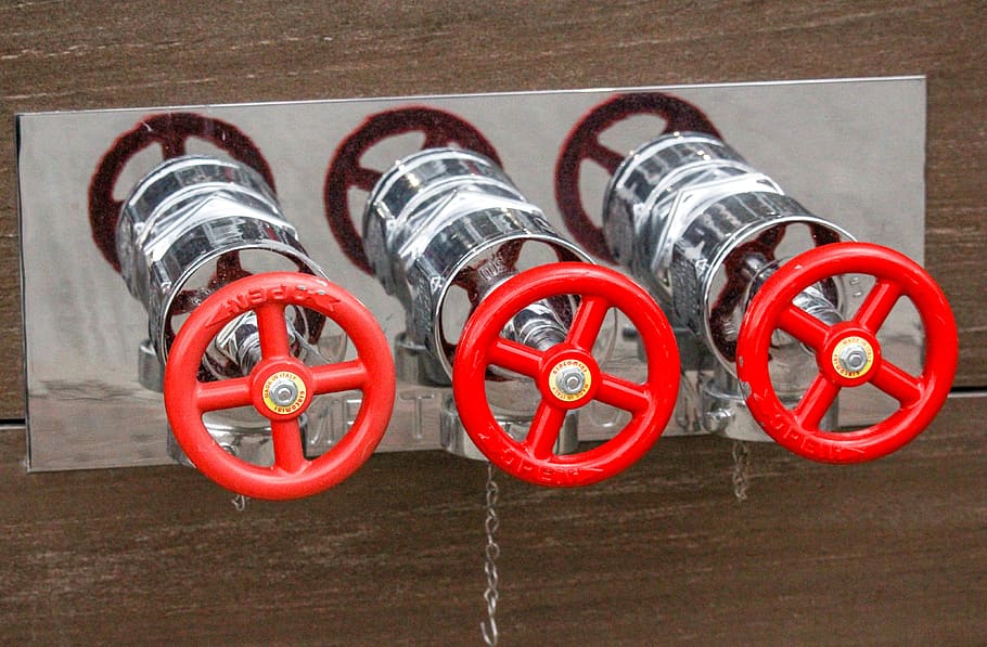fire, water, equipment, wheel, steel, closeup, red, close-up, metal, valve