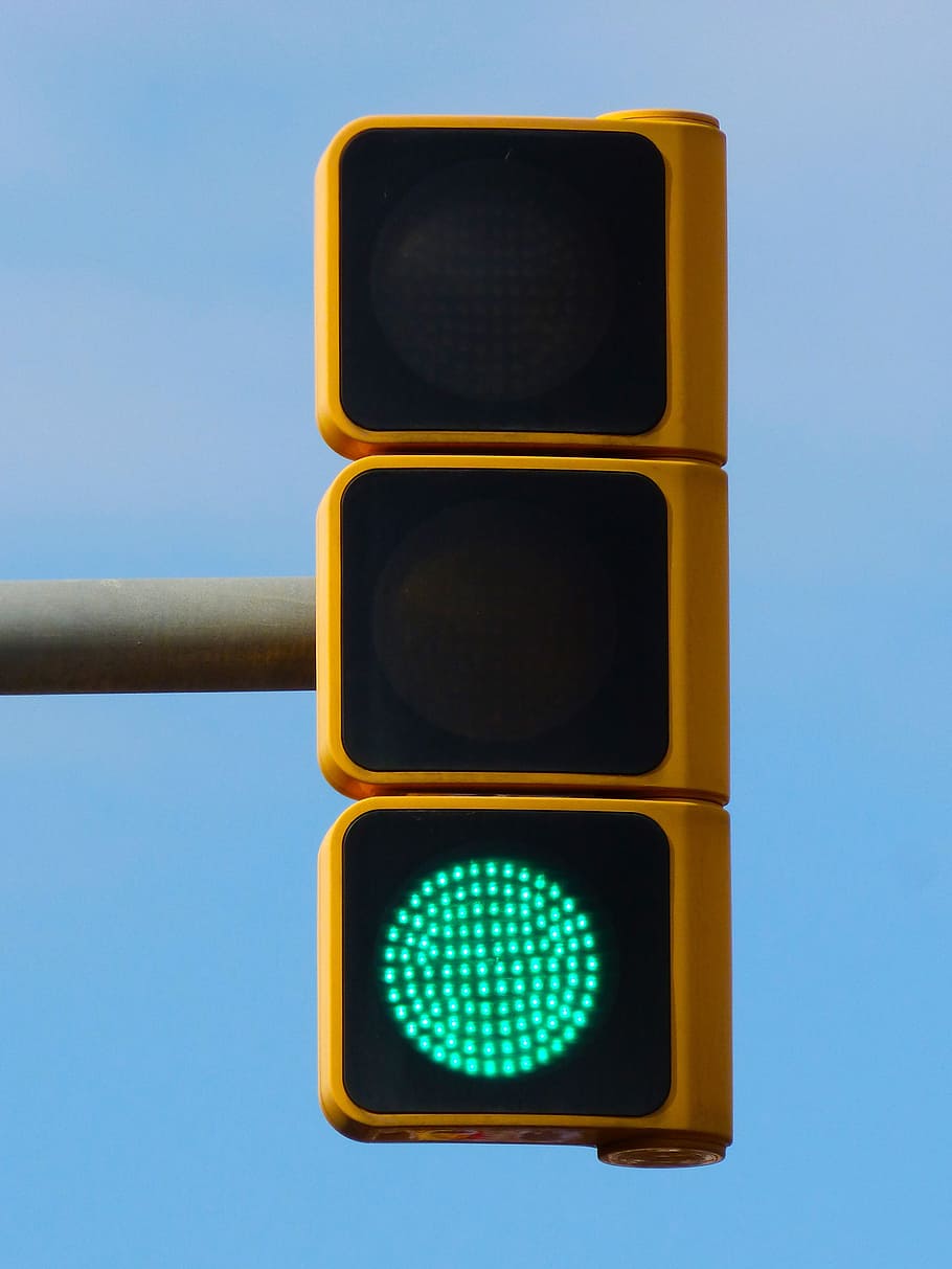 semáforos, visualización, verde, luz, semáforo verde, pase, símbolo, metáfora, letrero, señal de tráfico