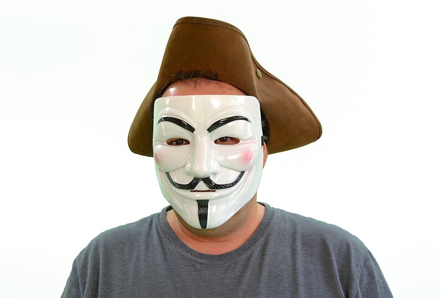 person, gray, crew-neck t-shirt, wearing, Anonymous, Hacker, Anarchy, Mask, Leak, data leakage
