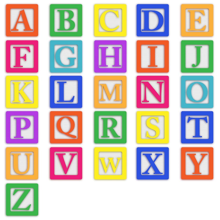 multi, colorido, alfabetos ingleses, inglês, alfabetos, blocos de bebê, alfabeto, abc, letras, bloco