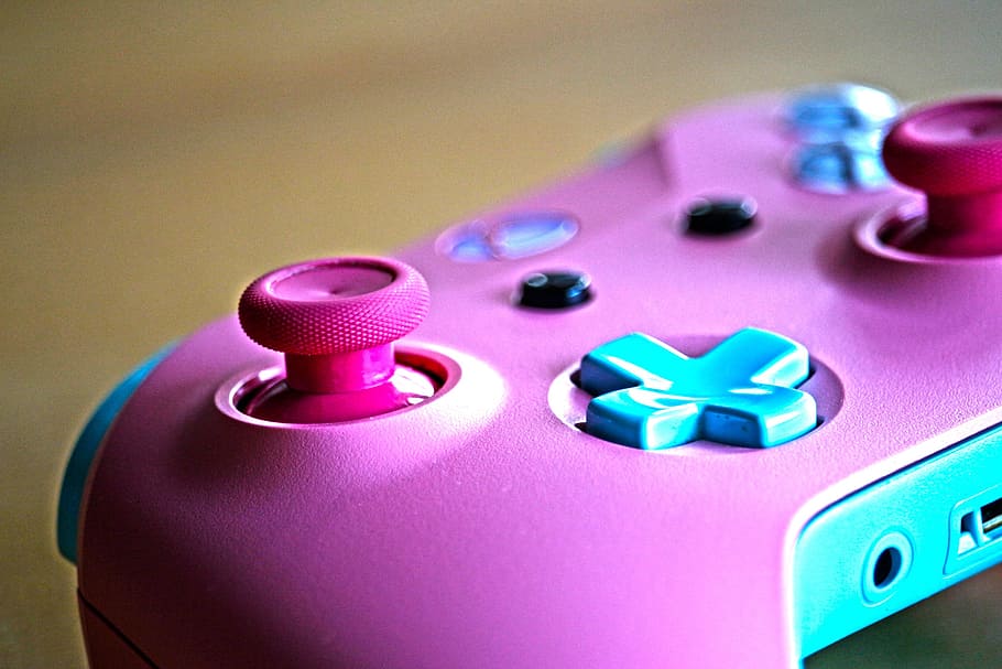 pink game controller, xbox, controller, kontrol, gamepad, konsol, video game, bermain, konsol game, video