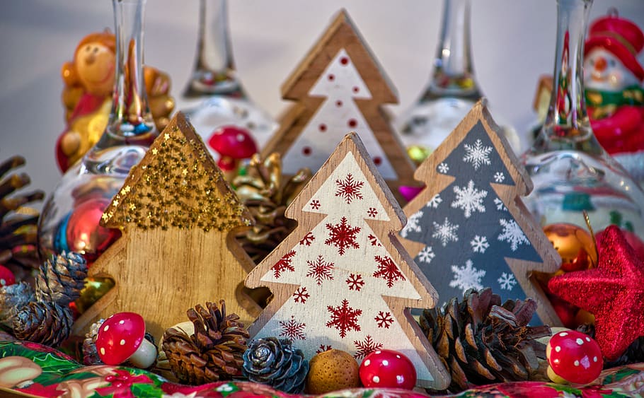 hari Natal, dekorasi, Desember, bergembira, waktu Natal, kedatangan, bintang, pohon Natal, kayu, gila