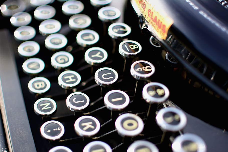 black, gray, typewriter, vintage, secretary, remington, retro, former, journalism, writer