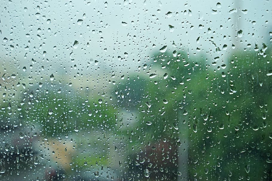 window, rain, water drops, the scenery, dim, drop, wet, glass - material, water, transparent