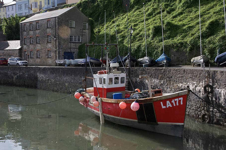 tenby, harbour, boat, pembrokeshire, wales, coastal, holiday, fishing, water, nautical vessel