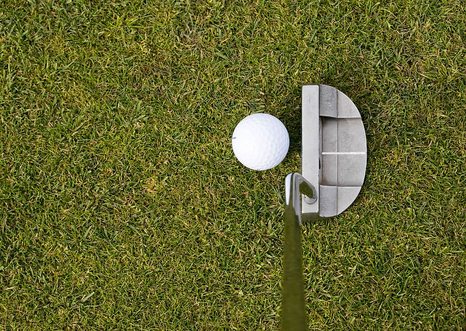 golf ball, golf club, lawn grass, Golf, Putter, Grass, Sport, golf, putter, putting, club