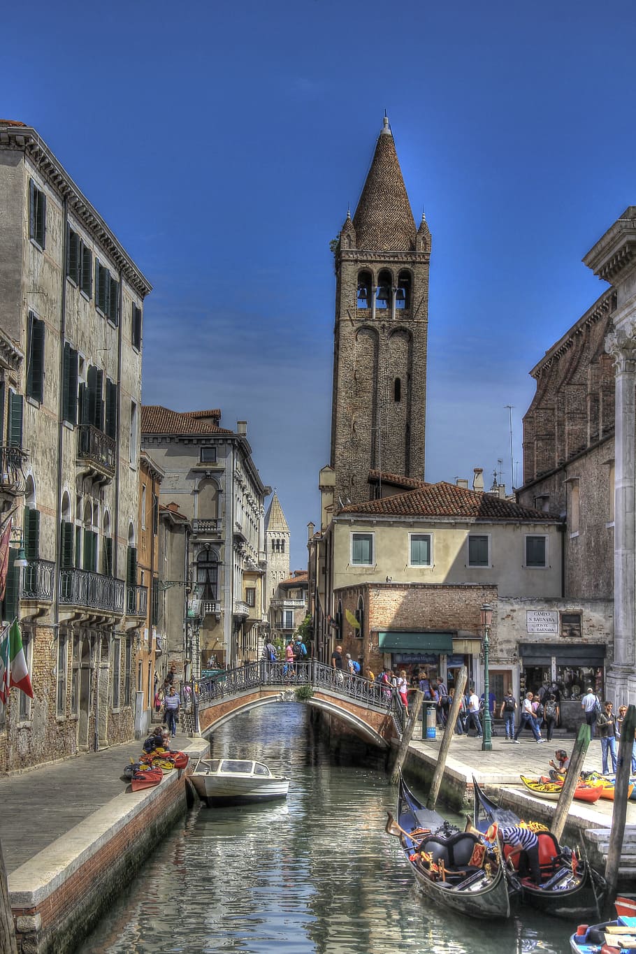 venecia, italia, canal, viajes, veneciano, campanario, venezia, hito, paisaje urbano, góndola