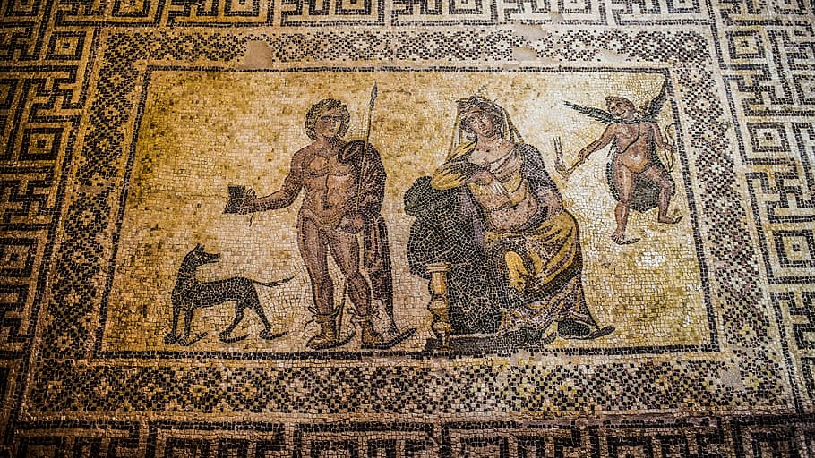 mosaic, floor mosaic, remains, ancient, archaeology, civilization, sightseeing, heritage, archaeological park, paphos