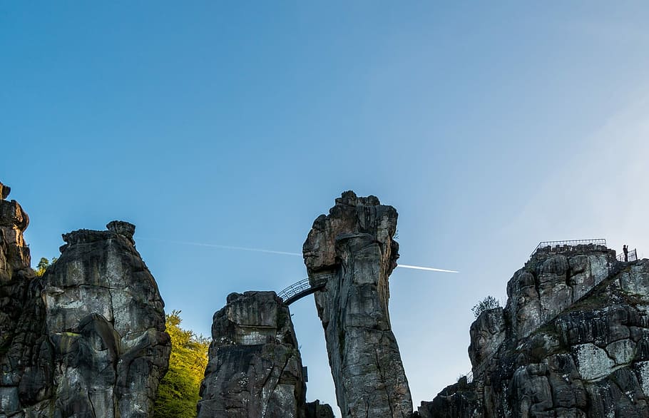 externsteine, 石, 砂岩の岩, 岩, 仙骨, 中世, トイトブルクの森, 旅行, 空, 風景