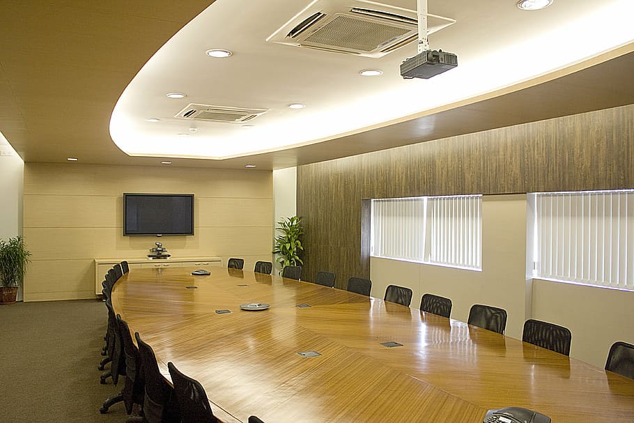 brown, gray, painted, conference room, taken, conference, room, corporate, business, meeting
