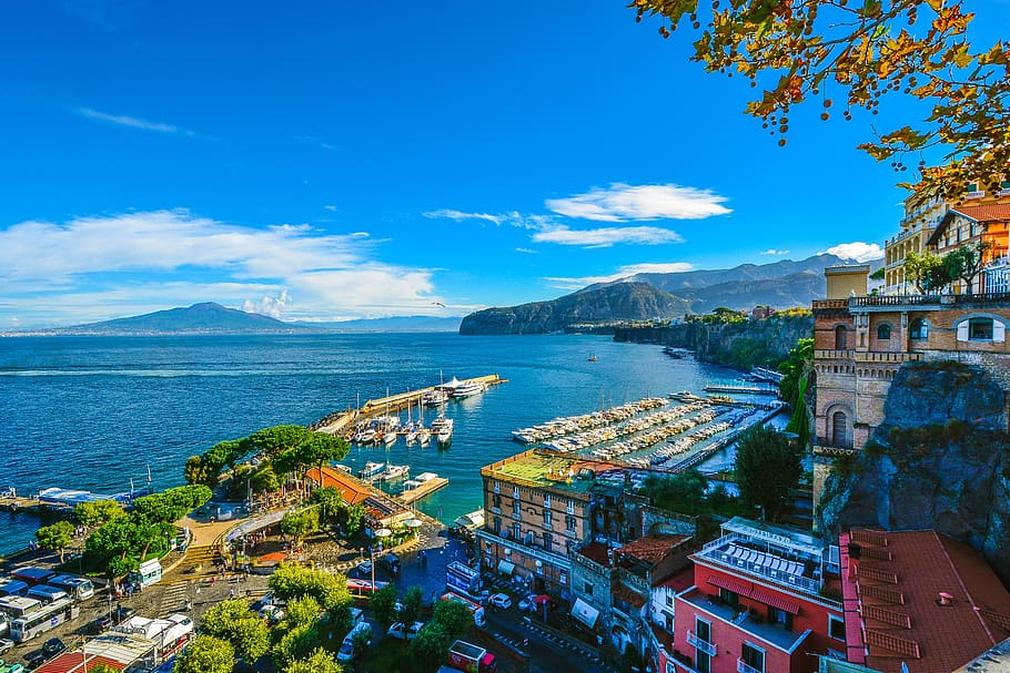 sorrento, amalfi, skyline, coastline, blue, sea, mediterranean, island, town, coast