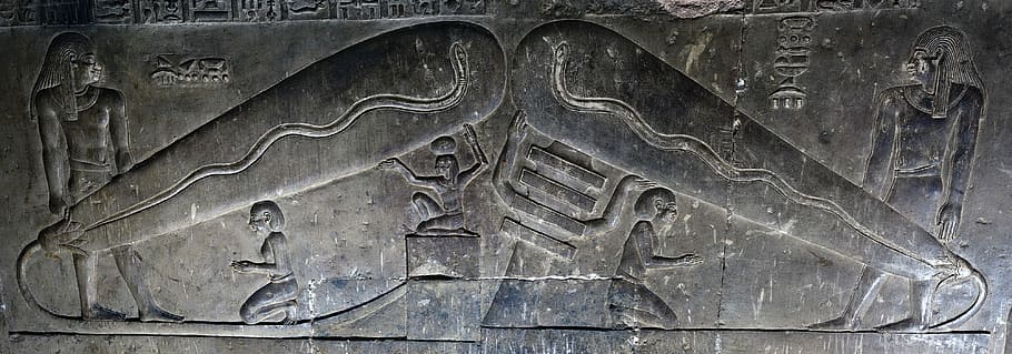 gray, concrete, slab, embossed, egyptian, Stone Relief, Egypt, Temple, ancient, hathor temple