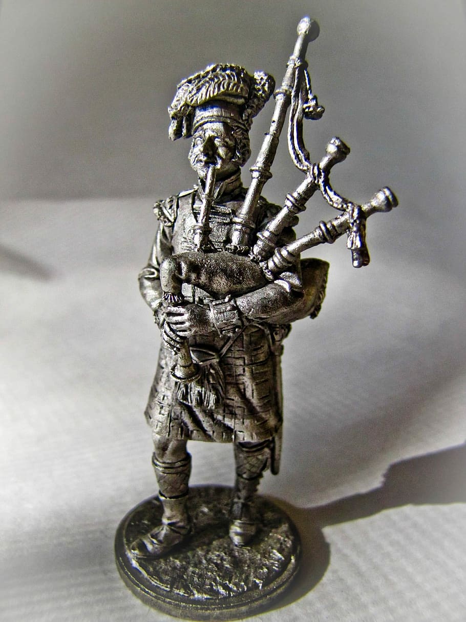Tin, Soldier, Scotland, Bagpipes, tin, soldier, fighters, beret, kilt, whiskey, heather