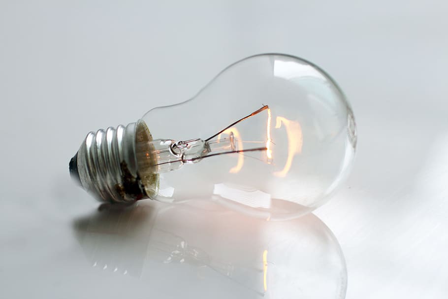 clear, top, white, surface, Light Bulb, close up, glowing, light, bulb, bright