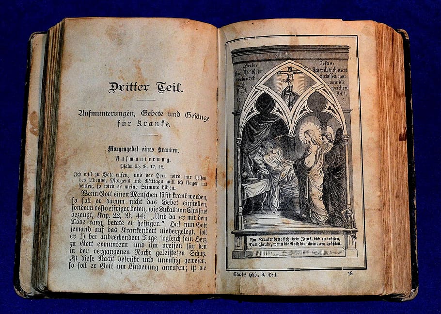página del libro de Pritter Teif, anticuario, libro, Biblia, religión, libro de oraciones, libro antiguo, guión antiguo, cerrar, amarillo