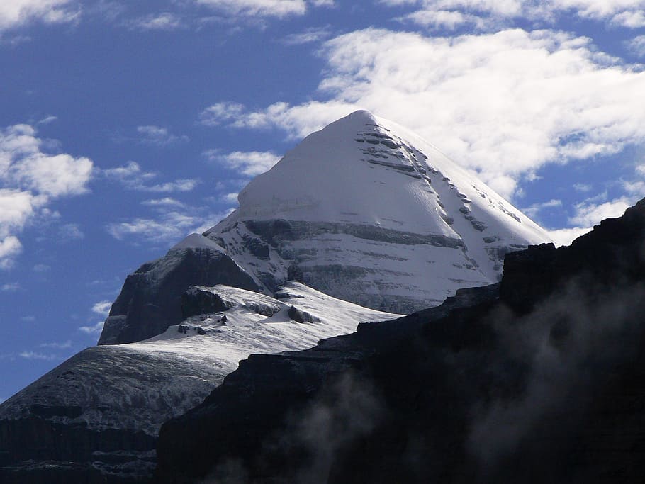 mountain with snow, kailash, tibet, mountain, kora, landscape, wilderness, scenery, natural, wild