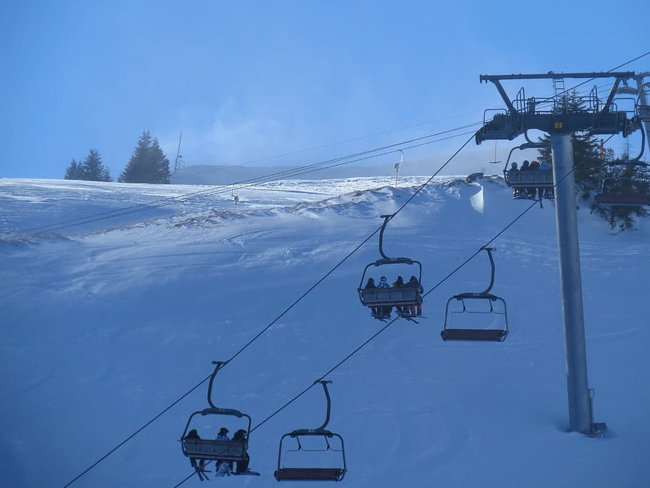 Telesilla, teleférico, automóvil, elevador, esquí, nieve, invierno, montaña, frío - Temperatura, estación de esquí