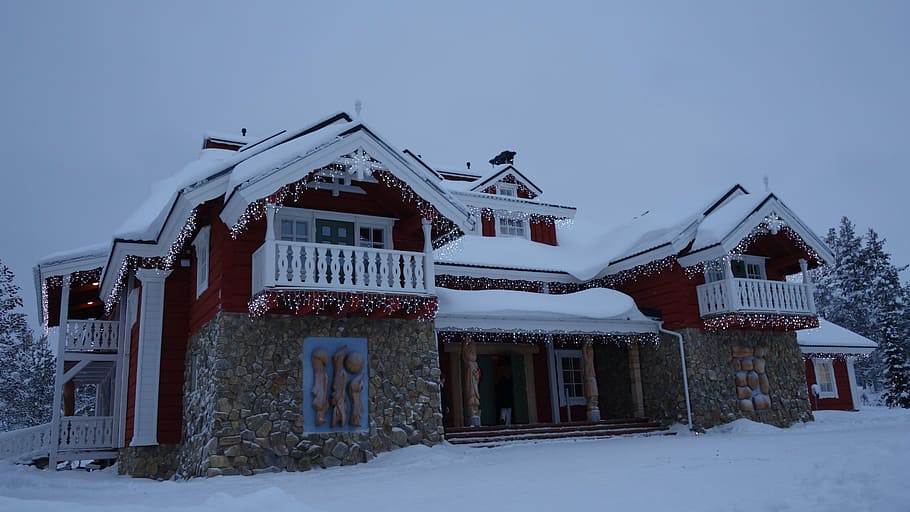 Lapland, rumah, salju, musim dingin, suhu dingin, arsitektur, struktur buatan, eksterior bangunan, bangunan, alam