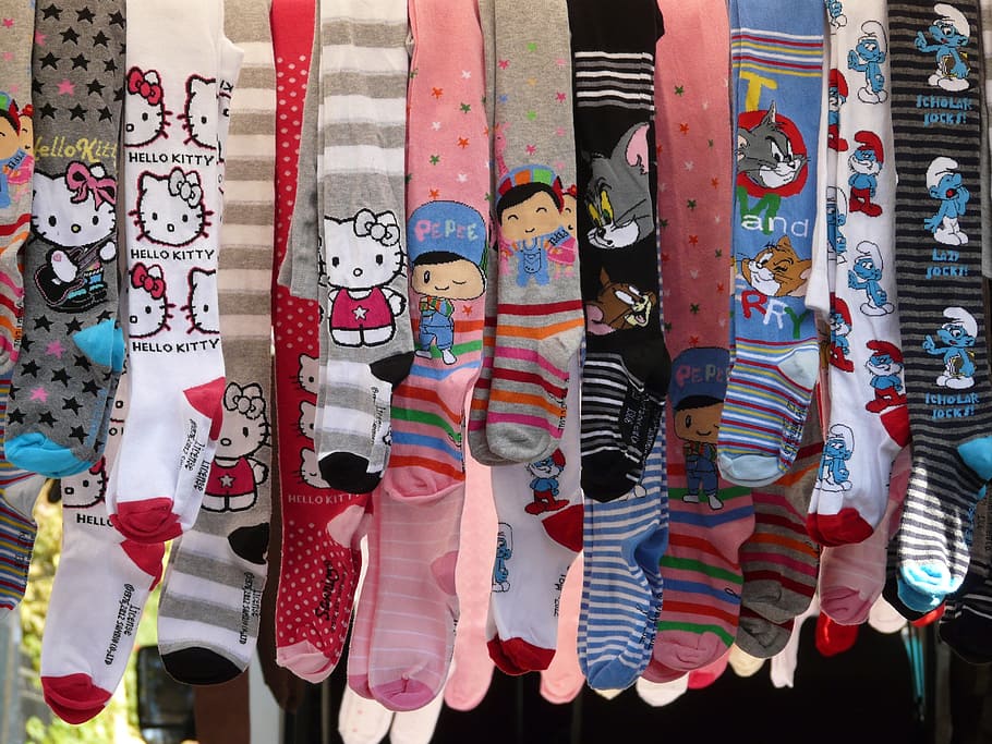 assorted-pair, color, socks, stockings, sale, market, clothing, garments, choice, multi colored
