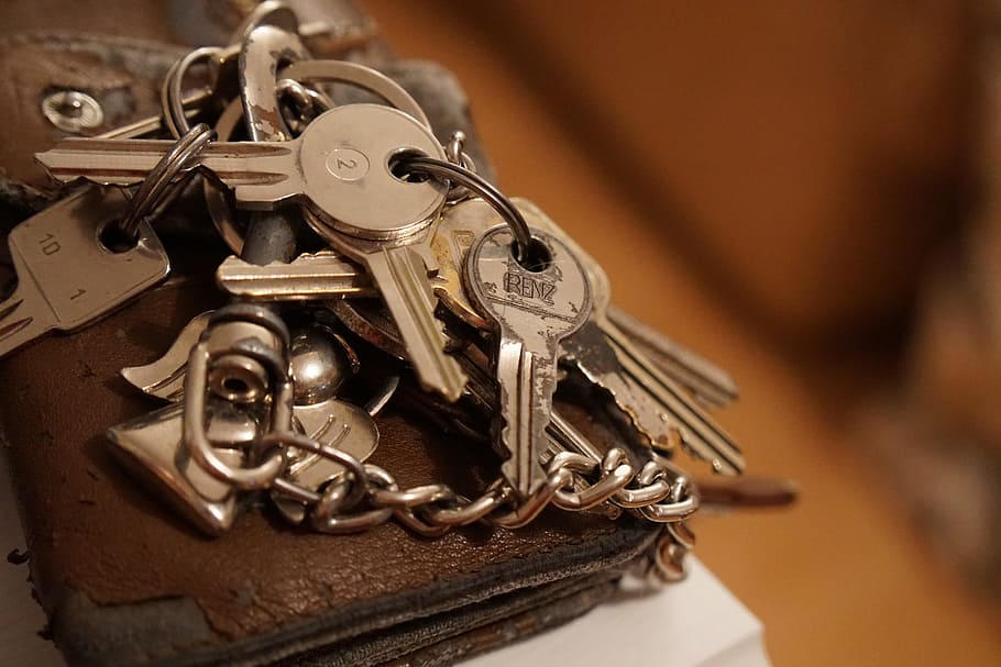 keychain, key, metal, shiny, close, key ring, key chain, keys, house keys, car keys