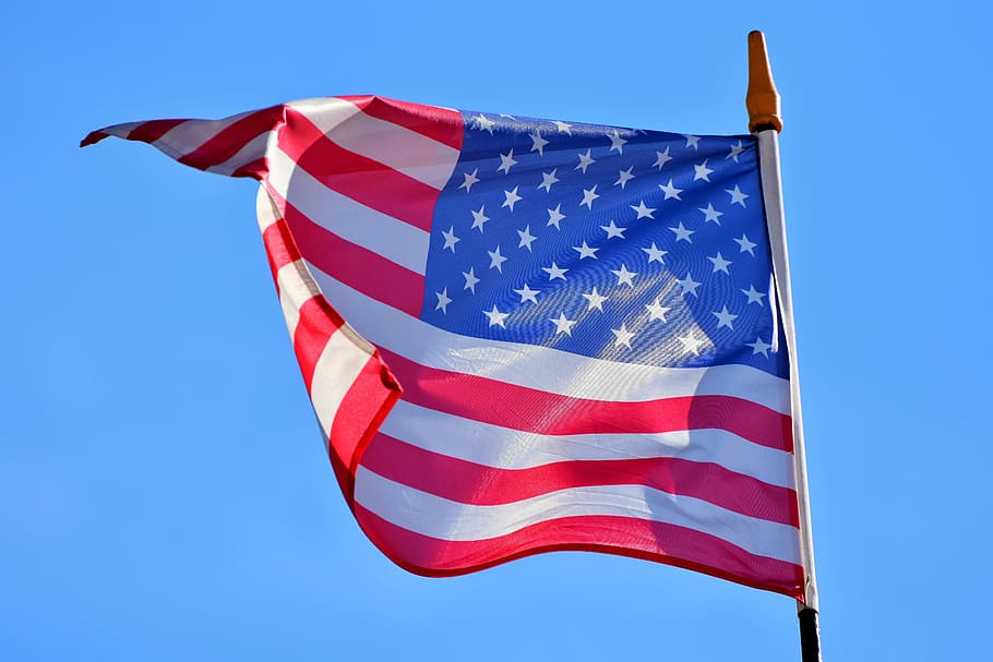 bendera usa, biru, langit, bendera, bendera amerika, amerika, bergetar, bendera amerika serikat, amerika serikat, patriotisme