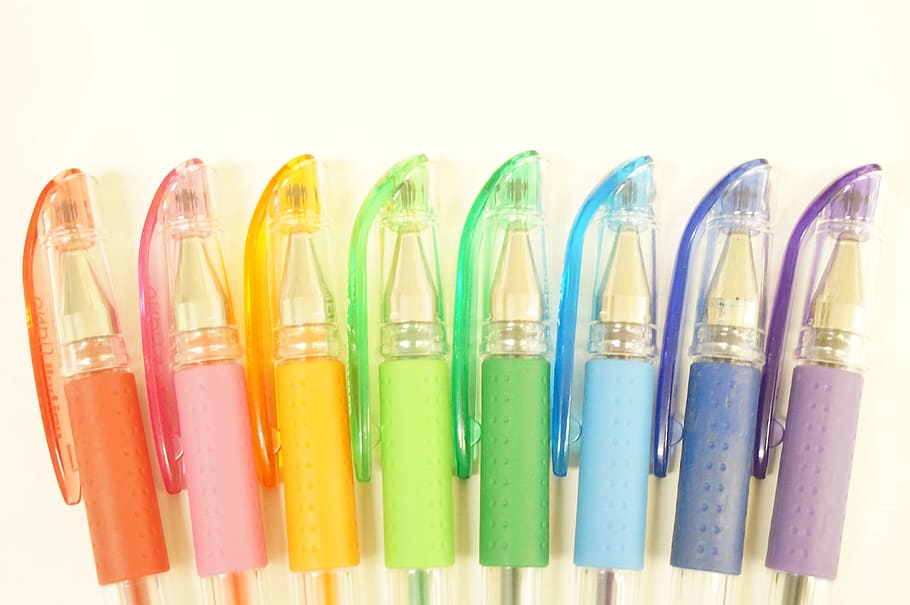 assorted-color ballpoint pen lot, Ballpoint Pen, Pen, Pen, Colorful, Pink, pen, red, orange, yellow-green, green