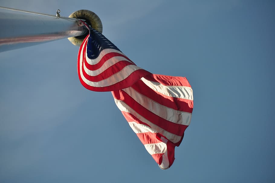 bajo, ángulo de fotografía, Estados Unidos, una bandera, bandera, estados unidos de américa, fondo, margraten, bandera americana, patriotismo