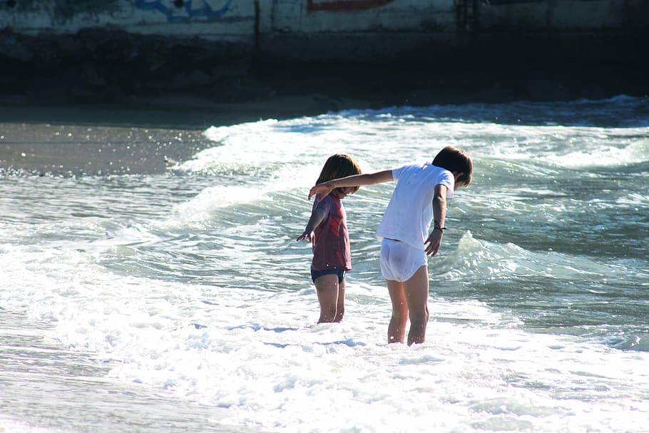beach, children, sea, sand, childhood, friendship, summer, vacations, women, people
