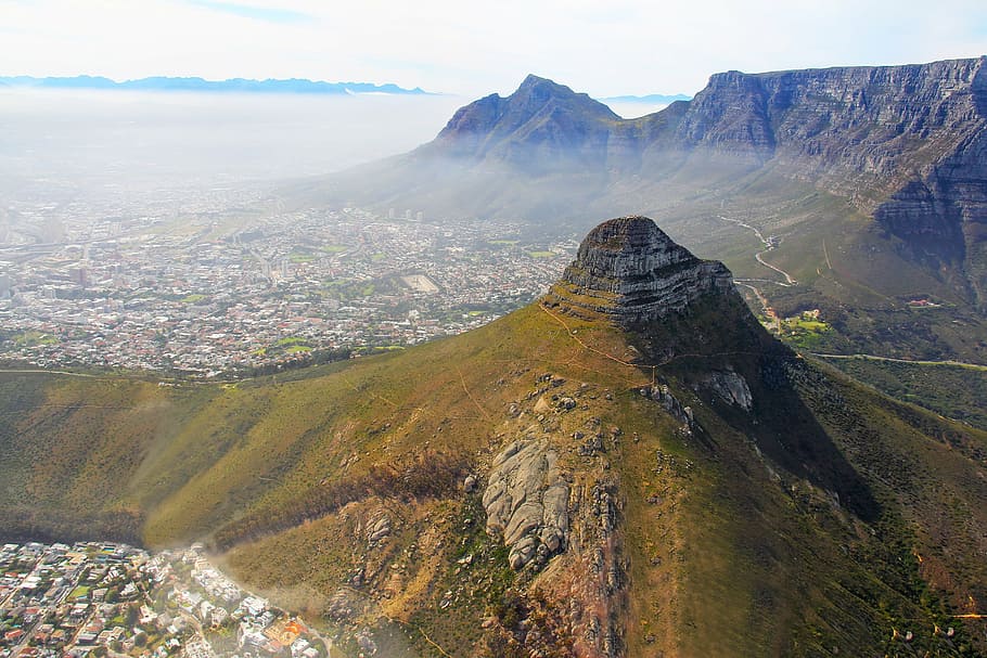 birds eye view photography, mountain, helicopter, ride, flight, exciting, adventure, city view, table mountain, wonder