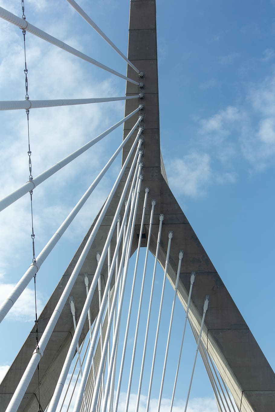 jembatan, abstrak, kota, sudut, struktur, modern, kabel, garis, menara, langit