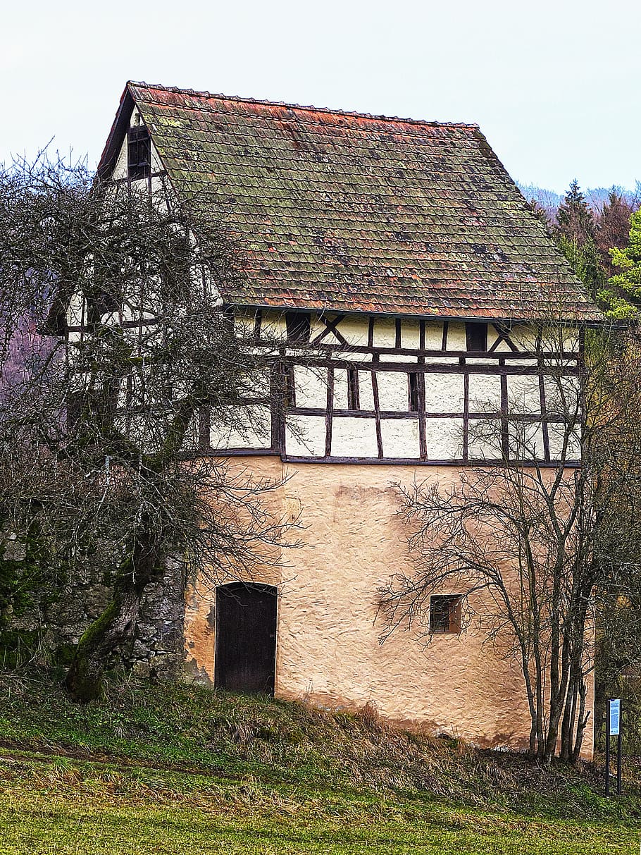 barn, truss, aussiedlerhof, farm, hamlet, building, roof, franconian timber-frame, middle ages, timber framed building