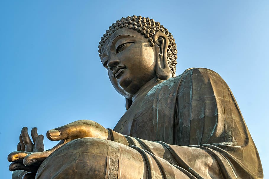estátua de Buda Gautama, estátua, Buda, escultura, religião, viagem, Hong Kong, locais de interesse, ouro, ponto de referência