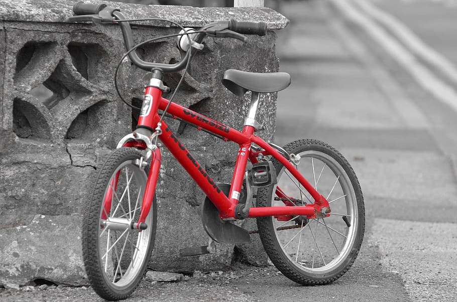 selective, focus photography, red, bmx bike, training, bike, toy, biking, model, pedal