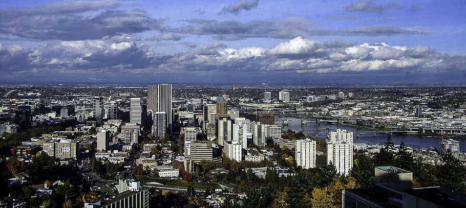 skyline, Paisagem urbana, Portland, Oregon, cidade, foto, metrópole, domínio público, Estados Unidos, urbano