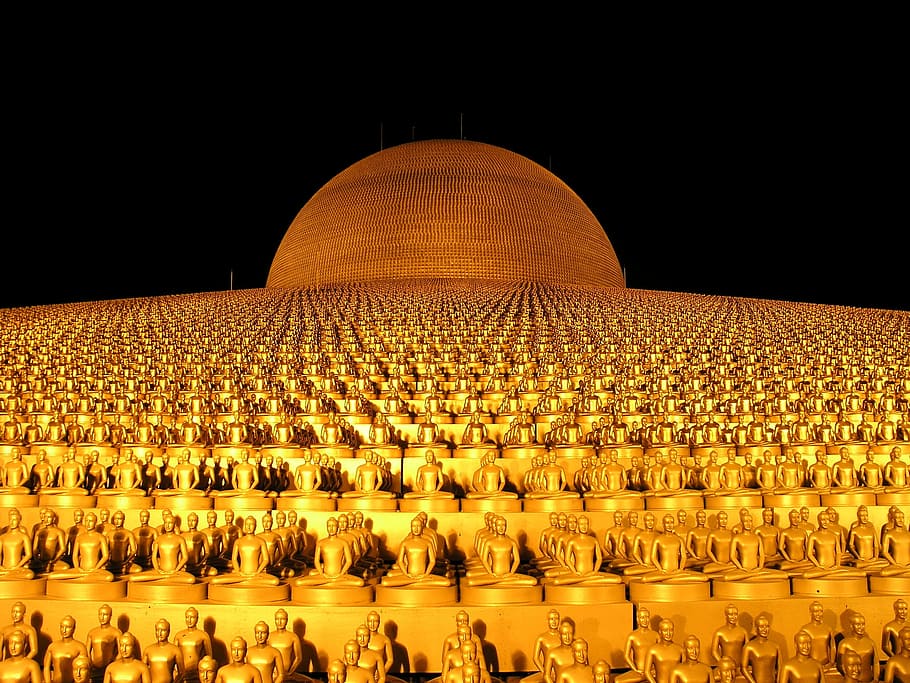 arsitektur, fotografi, kuil, fotografi arsitektur, pagoda dhammakaya, lebih dari, juta, budha, emas, agama budha