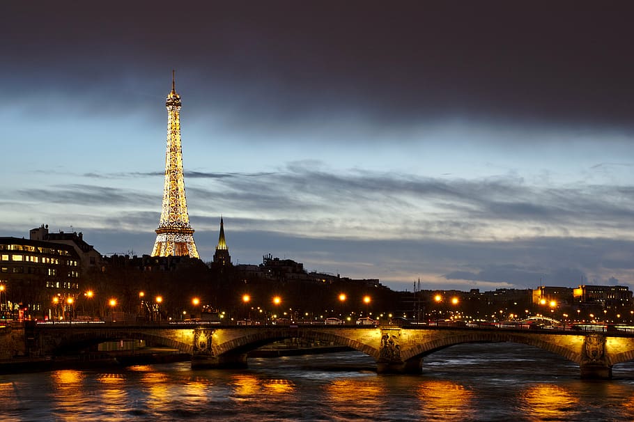 eiffel tower, paris, france, architecture, bridge, building, city, cityscape, dawn, dusk